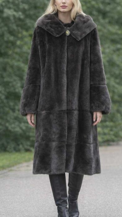 Нова норкова шуба графіт.Великий розмір