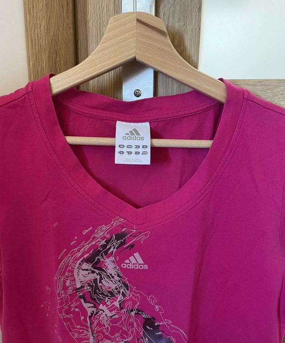 Damski Różowy Tshirt Adidas S Vintage