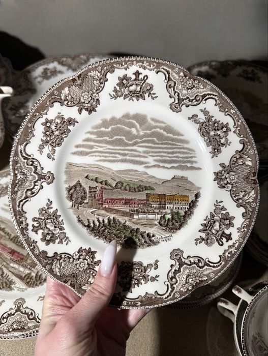 Вінтажний Сервіз Johnson Bros England Old Britain Castles коричневий