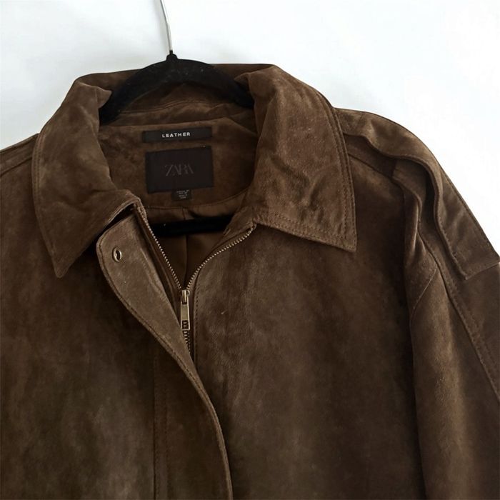 Zara Leather Collection Kurtka Skórzana Viral Bomber Jacket
