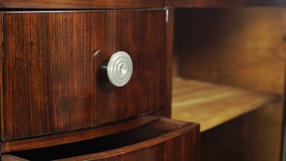 Aparador Art Deco Pau Santo | Século XX | Madeira Nobre Latão Cromado