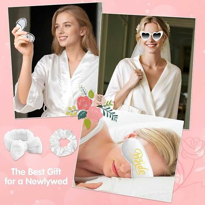 Zestaw szlafrok satynowy Panny Młodej wesele wieczór panieński nowy L