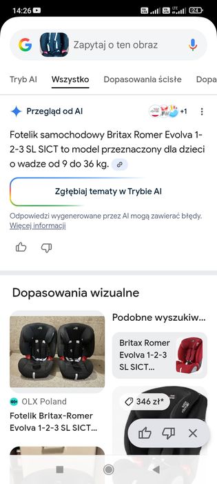 Fotelik dziecięcy samochodowy brutal Romer Romero evolva 9-36 kg