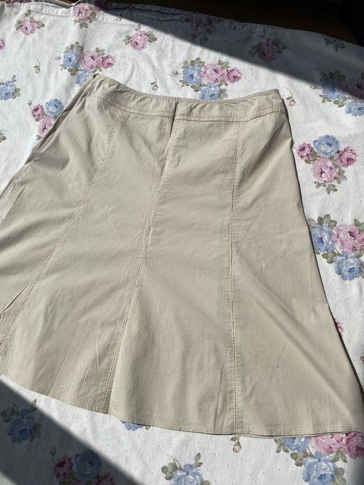 Beżowa spódnica do kolan XL 42 marks&spencer vintage bawełna basic