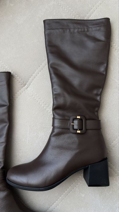 НОВІ чоботи НАТУРАЛЬНА ШКІРА сапожки зима 38 розмір колір шоколад