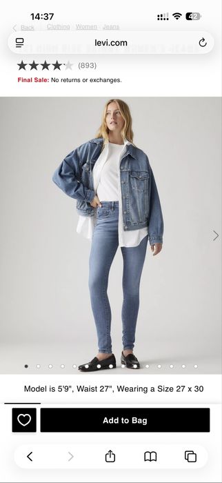 Скінні Levis HIGH RISE