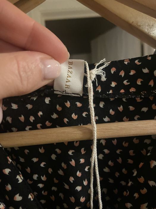 Vestido comprido preto, branco e rosa - Vintage Bazaar