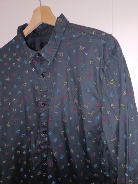 Koszula ze świątecznym motywem czarna HOUSE