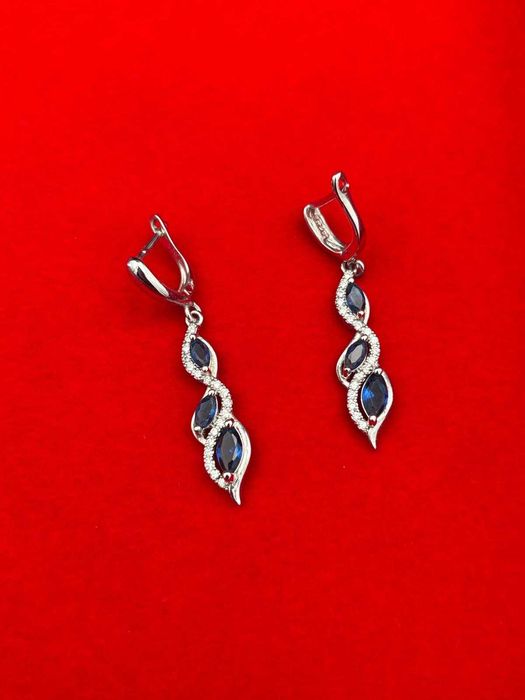 Komplet srebrnej biżuterii z szafirami próba 925 Ekskluzywny 48,14 g