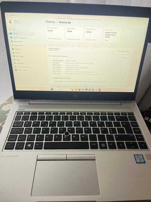 HP EliteBook 840 G5 | i5 | 16GB RAM | SSD | Leitor de Digitais