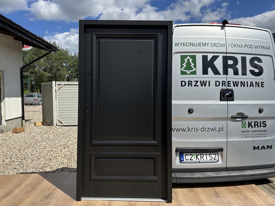 Drzwi zewnętrzne drewniane  Amerykańskie na wymiar czarne  cała Polska