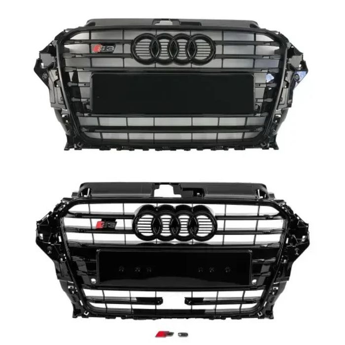 Решітка радіатора Audi A3 8V 2012-2016 стиль RS3 / S3 чорний глянець
