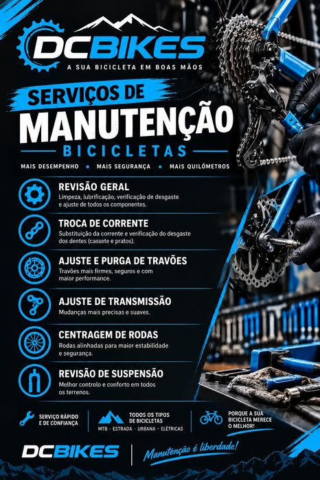 Serviços manutenção/reparação bicicletas