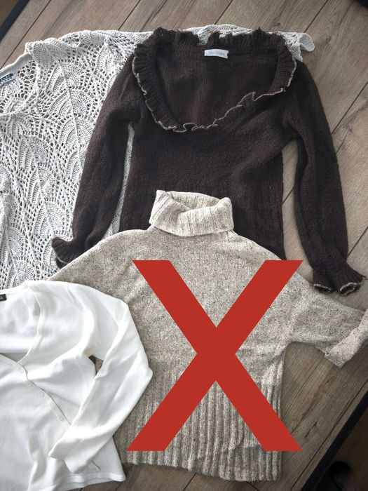 Zestaw swetry wełniane 3 szt. beżowe brązowe bawełna