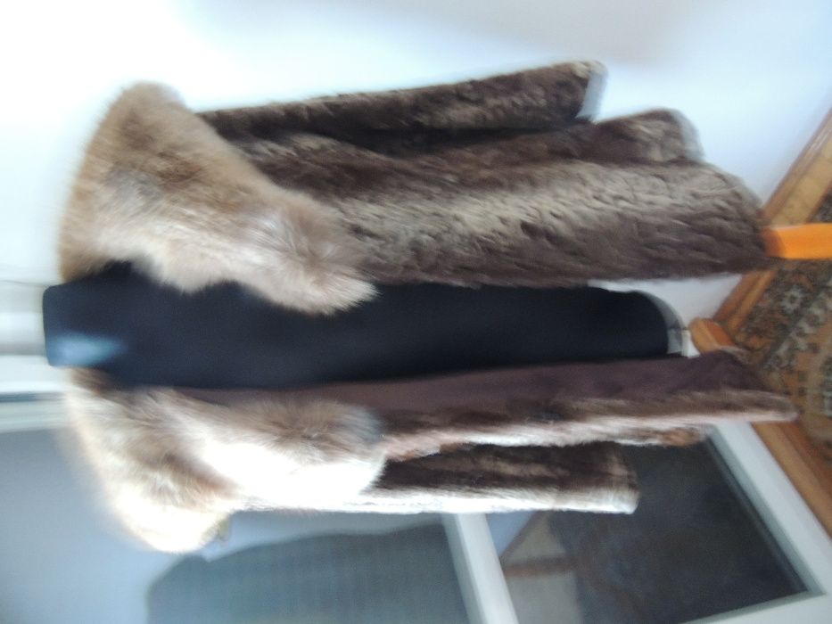 Futro z kóz kaukazkich kołnierz z naturalnego lisa XL 40 42