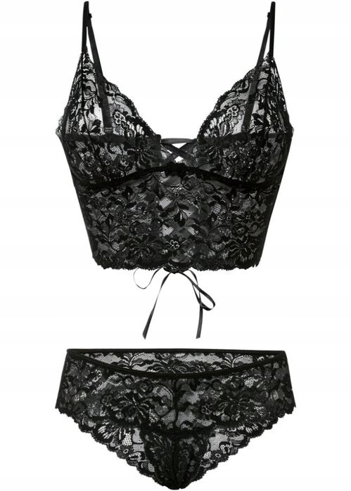 Venus erotyczny biustonosz bustier sznurowanie +stringi ouvert ^44/46