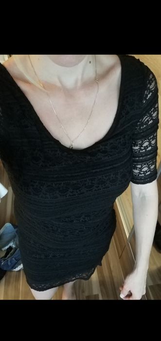 Koronkowa sukienka czarna h&m s/m