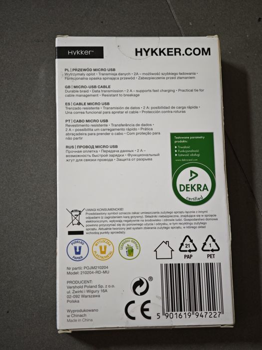 Kabel micro USB 2m czerwony
