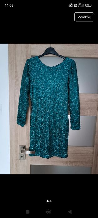 Sukienka zielona mini cekinowa cekiny S 36 H&M 
Na metce rozmiar M ale