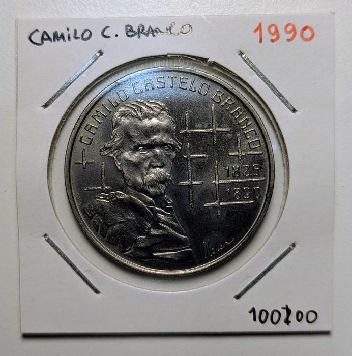 Moeda 100 escudos 1990- Camilo Castelo Branco