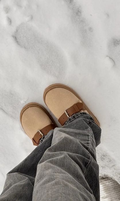 Beżowe ciepłe damskie buty śniegowce mukluki 36 zamszowe ocieplane