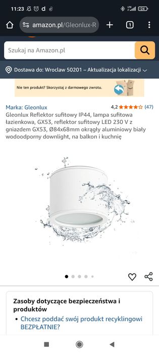 Reflektor gleonlux biały gl 06