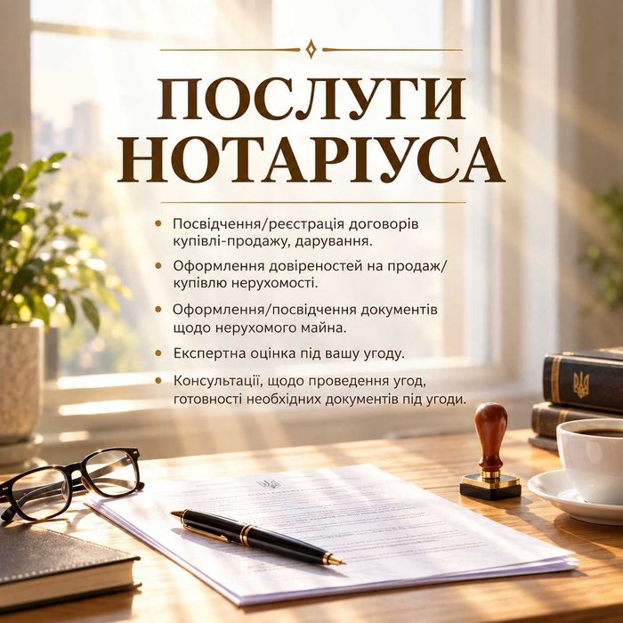 Послуги нотариуса / Нотаріальні послуги. ДНІПРО.