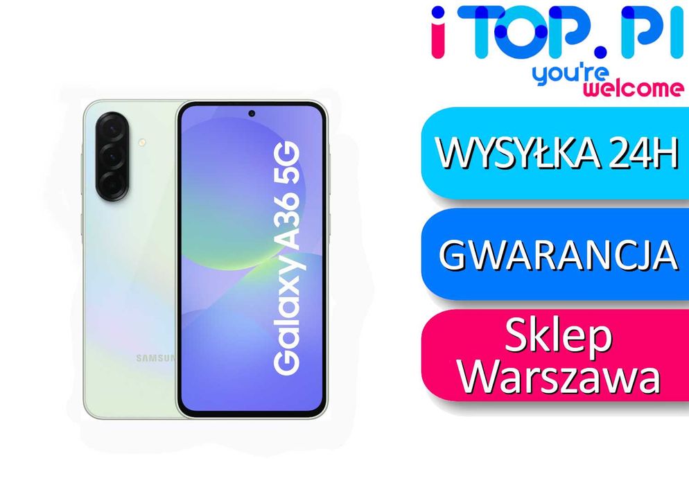 Samsung Galaxy A36 5G 128GB Zielony Limonkowy - NOWY - Sklep iTop W-wa Pasaż Muranów Lokal 32