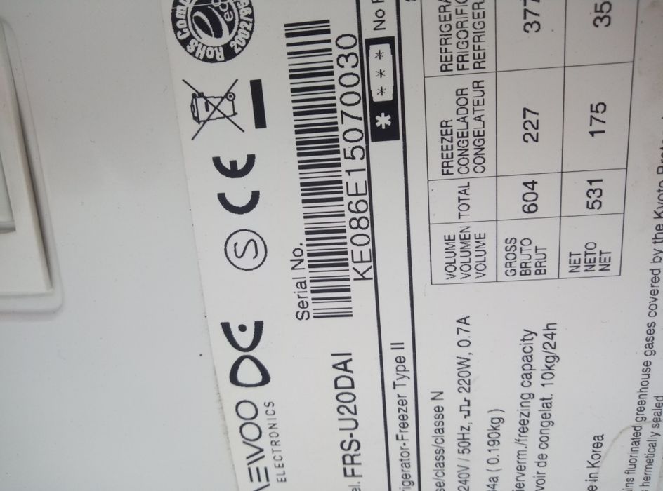 Lodówka Daewoo części