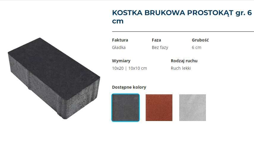 Kostka brukowa Polbruk przemysłowa tetka prostokąt gr 6 cm