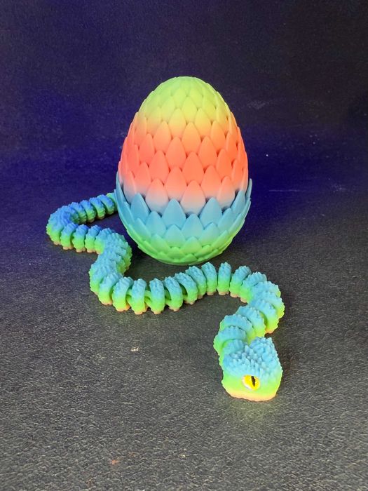 Рухома змія антістрес в яйці іграшка 3D 28см (райдужна)