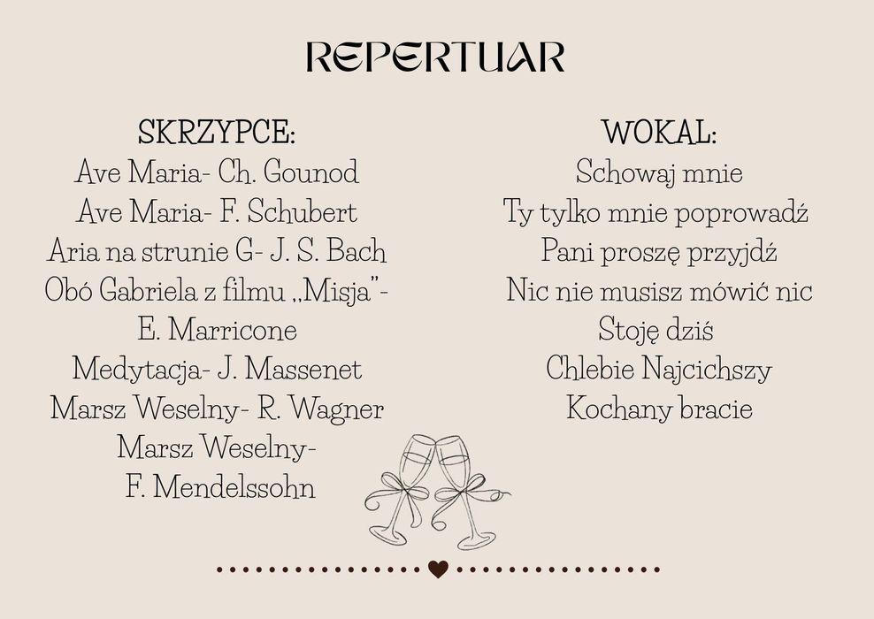 Oprawa muzyczna ślubów- skrzypce i wokal
