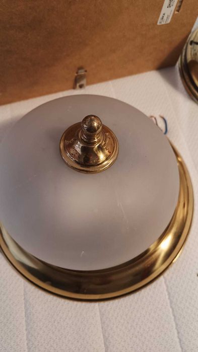 Aplique tecto vidro e latão