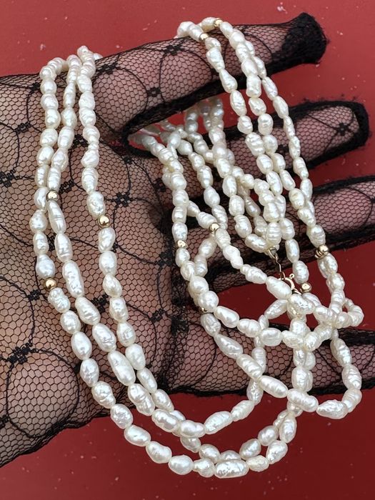 Буси:річкові перли и золото 585 (14К)