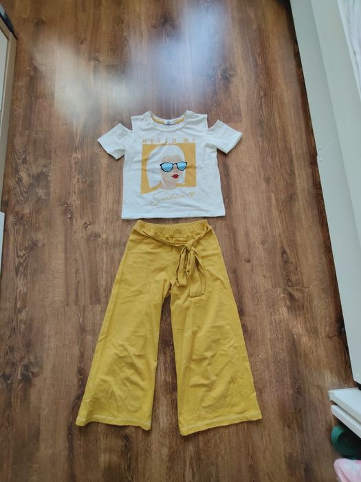 Piękny komplet Wójcik bluzka i spódnico spodnie r. 146