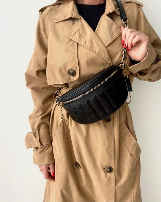 COACH Жіноча шкіряна поясна сумка бананка Женская кожаная сумочка коуч