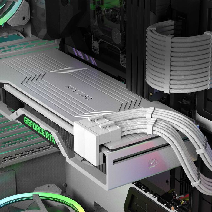 Adapter PCI-E 8 PIN 180° RVS Biały 2 szt. EZDIY-FAB RTX 3080 RX 7800 XT
