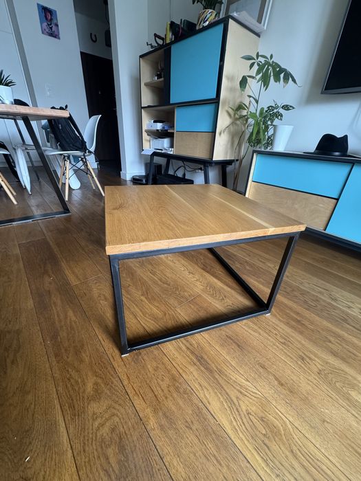 Stolik loft z blatem debowym