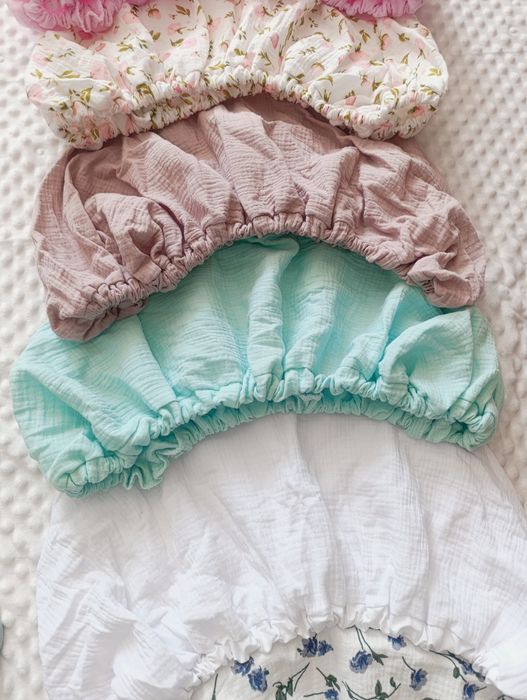 Муслінове простирадло  на гумці наматрасник бавовняний у візочок люльк