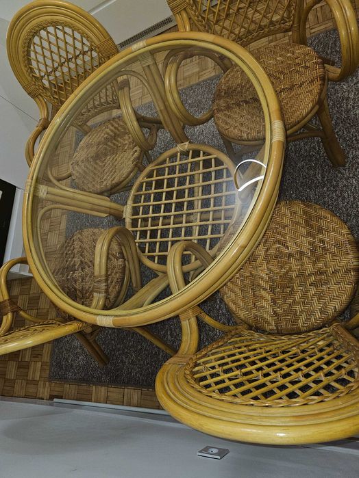 Stół + krzesła rattan
