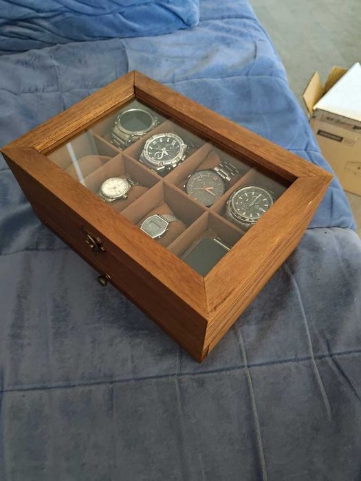 Pudełko Na Zegarki Szkatułka Na Biżuterię Drewniany Organizer