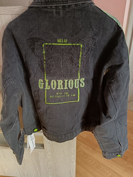 Kurtka jeansowa s/M print motyl