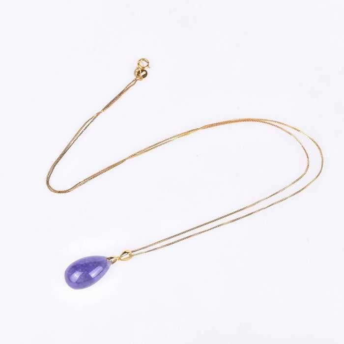 Colar com pingente - 18 K Ouro amarelo Tanzanita - Certificado ALGT