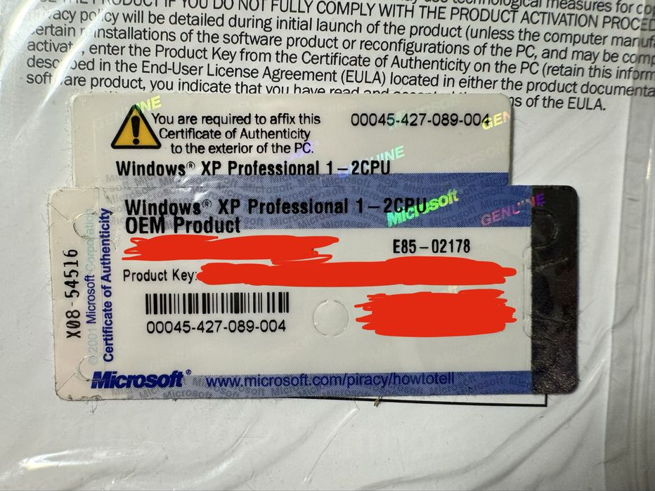 Windows XP Pro OEM x6 (5 sealed) + COA/klucz (OPK x2 i WinZip gratis)