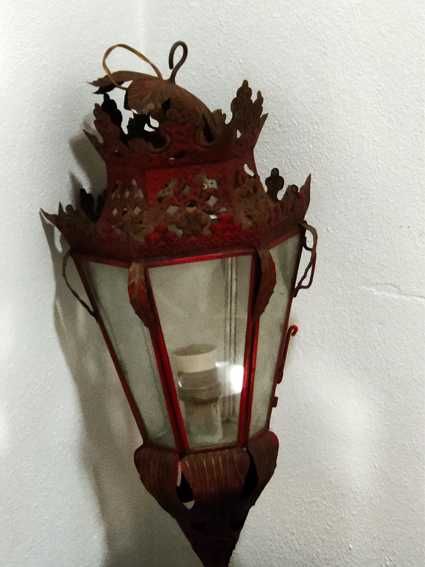 Candeeiro Vintage em metal e vidro