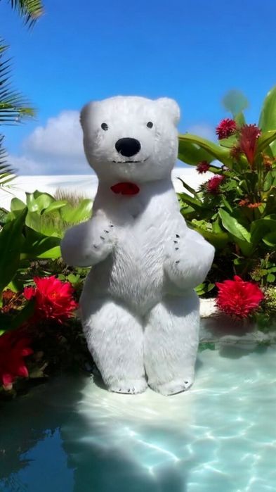 Привітання від білого ведмедика, панди, ведмедика Тедді або зайки. Най