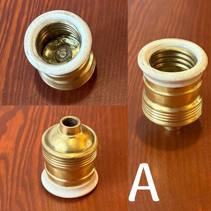 Stara przedwojenna oprawka mosiężna gwint E27 i porcelanką