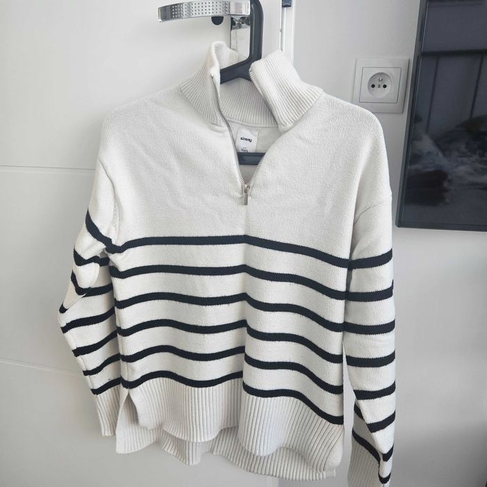 Sinsay sweter w paski pasy z zamkiem golf