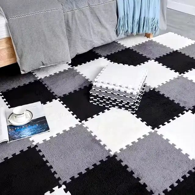 Килимок-пазл з плюшевим покриттям 20 пазлів термокилимок, мат дитячий