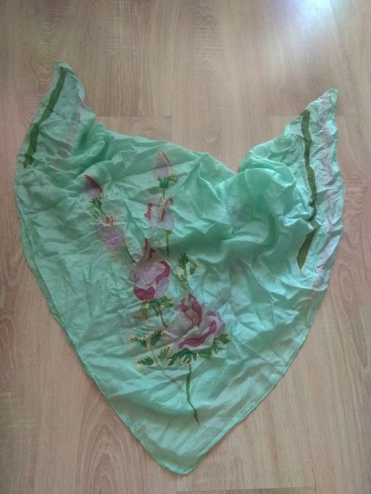 Vintage Ręcznie malowana chusta apaszka